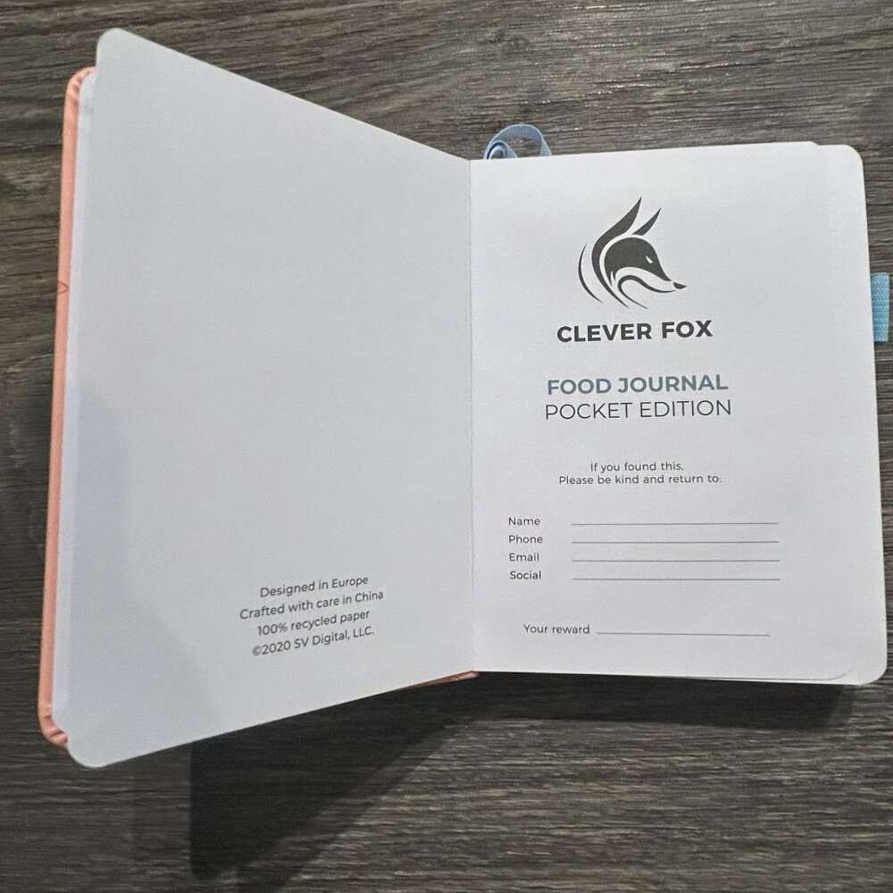 NEW Clever Fox Food Journal Pocket Size Nutrition Fitness Tracking Coral Sticker - Picture 3 of 9
